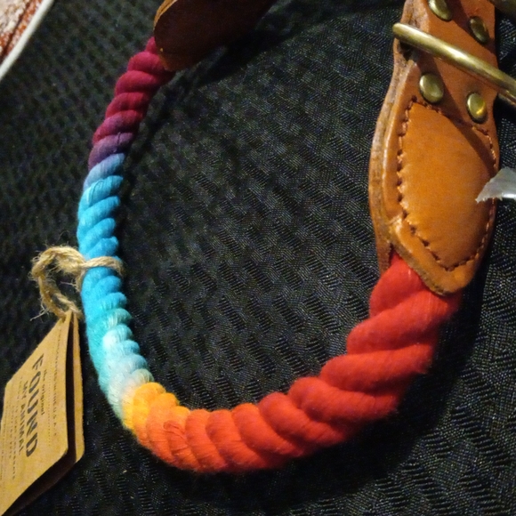 Rainbow Rope and leather dog collar - Picture 4 of 7